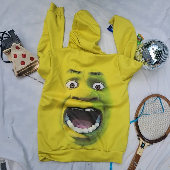Shrek Double Sided Snot-Yellow Hoodie, Unisex Size L - Picture 2 of 9
